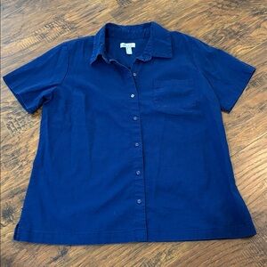 D & Co. short Sleeved vintage button up Shirt linen cotton blend!! No flaws M
